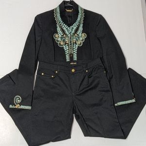 Roberto Cavalli Embroidered Jacket and Jeans